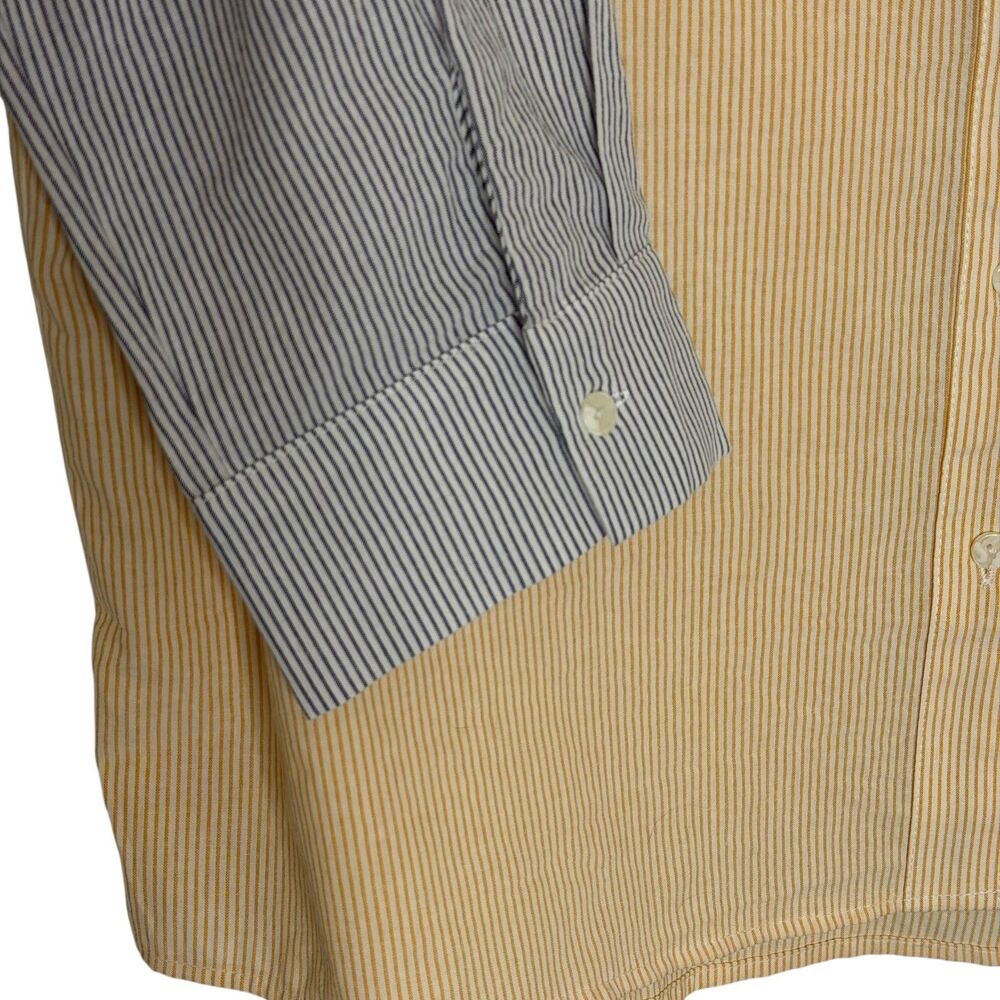 Lalavon Button Front Shirt Top Blouse Color Block Pinstripe Womens M - Picture 3 of 7